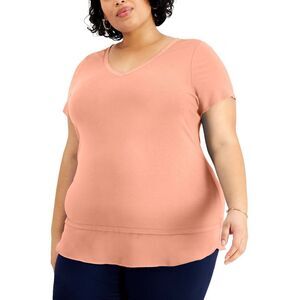 JM Collection Plus Size Layered Hem Top